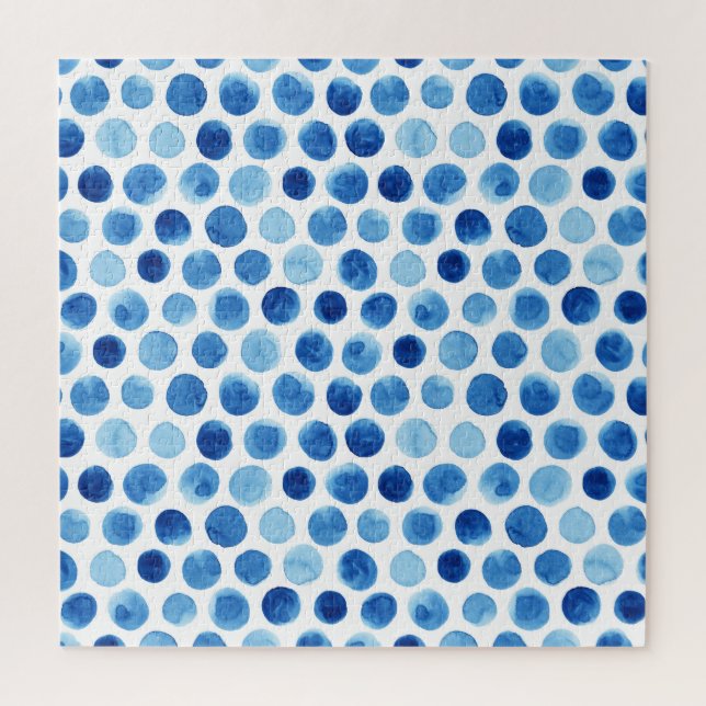 Quebra-cabeça Bolinhas azuis, padrão uniforme de aquarela. (Vertical)