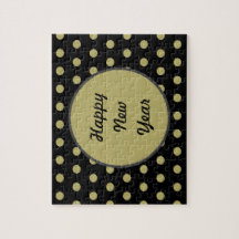 Quebra-cabeça Bolinhas feliz ano novo (Preto)