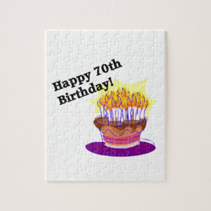 Quebra-cabeça bolo de aniversário do 70