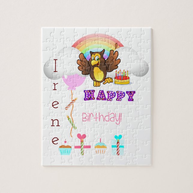 Quebra-cabeça Bolo de Aniversário Feliz Puzzles Coruja (Vertical)