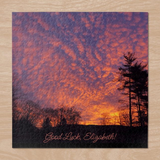 Quebra-cabeça Bom Nome Sorte Lindas Nuvens do Sol (Good Luck Name Beautiful Sunrise Clouds Jigsaw Puzzle, in situ)