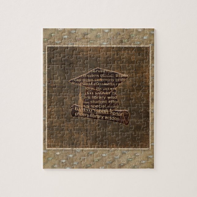 Quebra-cabeça Boné de formatura & diploma, design da palavra da (Vertical)