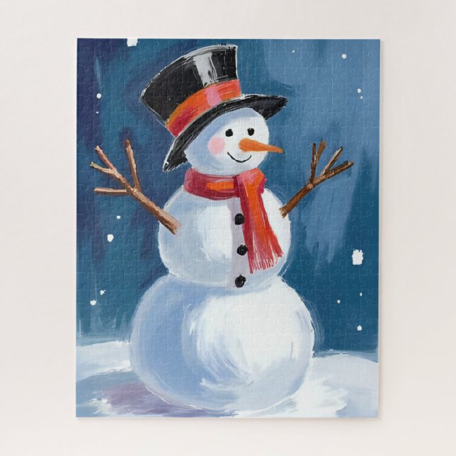 Quebra-cabeça Boneco de Neve Água-forte de Inverno (Vertical)