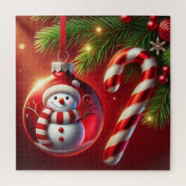 Quebra-cabeça Boneco de Neve Alegre (Vertical)