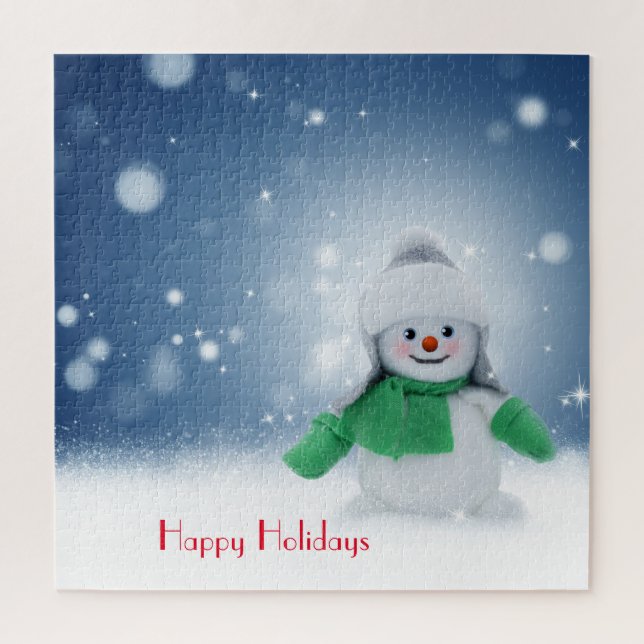 Quebra-cabeça Boneco de neve com um cachecol   (Vertical)