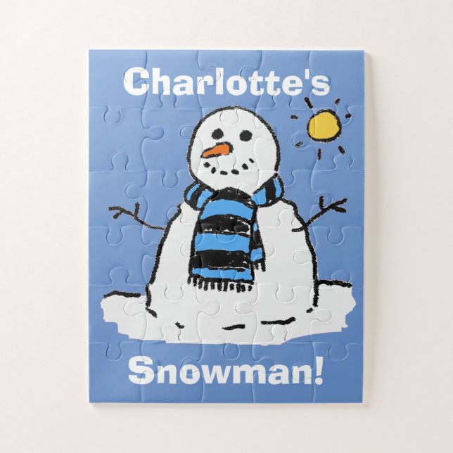Quebra-cabeça Boneco de Neve Divertido em um Cenário de Inverno (Vertical)