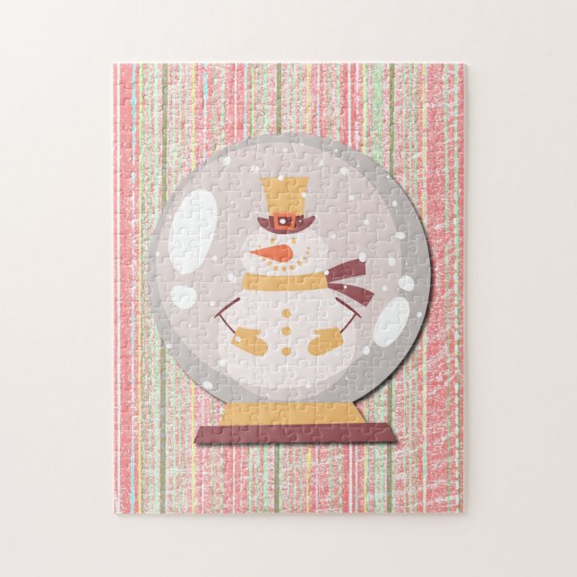 Quebra-cabeça Boneco de Neve Globo de Neve Arte de Puzzle Retro (Vertical)