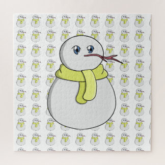 Quebra-cabeça Boneco de neve vestindo um cachecol amarelo