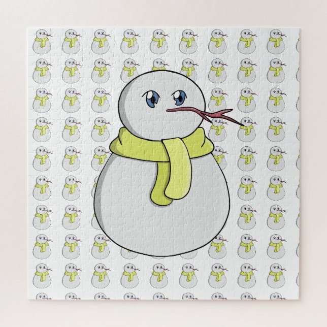 Quebra-cabeça Boneco de neve vestindo um cachecol amarelo (Vertical)