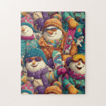 Bonecos de Neve com Equipamento de Esqui de Luxo n