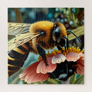 Quebra-cabeça Bonita Abelha de Honney numa Flor que recolhe póle