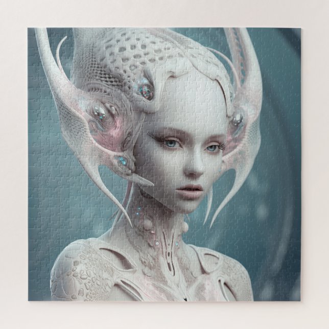 Quebra-cabeça Bonita Alienígena de branco (Vertical)