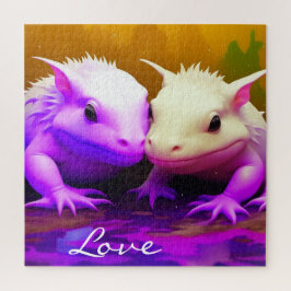 Quebra-cabeça Bonita Axolotl Casal Love AI art