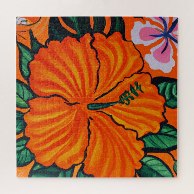 Quebra-cabeça Bonita canvas de pintura floral tropical pri (Horizontal)