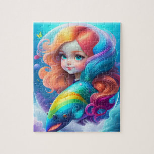 Quebra-cabeça Bonita Princesa Colorida Com Arco-Íris