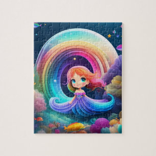 Quebra-cabeça Bonita Princesa Colorida Com Arco-Íris