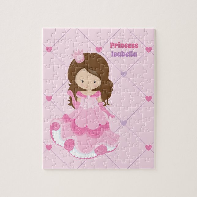 Quebra-cabeça Bonitinha Princesa Bonita, Rosa Personalizada (Vertical)