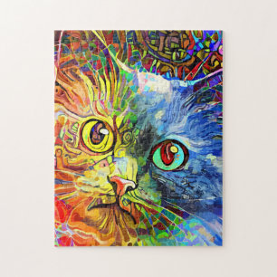 Quebra-cabeça bonitinho de gato pintura abstrato