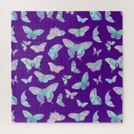Quebra-cabeça Bonito borboletas iridescentes em roxo