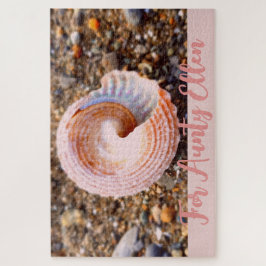 Quebra-cabeça Bonito casca rosa na praia personalizada