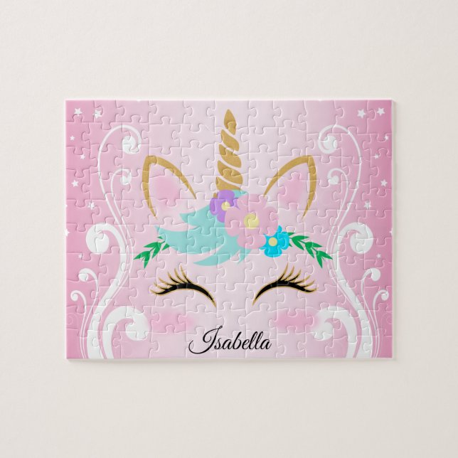 Quebra-cabeça Bonito Cor-de-Rosa 🦄 Face (Horizontal)