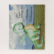 Bonito Dinossauro Verde personalizado com Nome