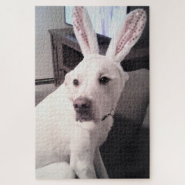 Quebra-cabeça Bonito Engraçado Páscoa Coelhinha Cachorro Páscoa 