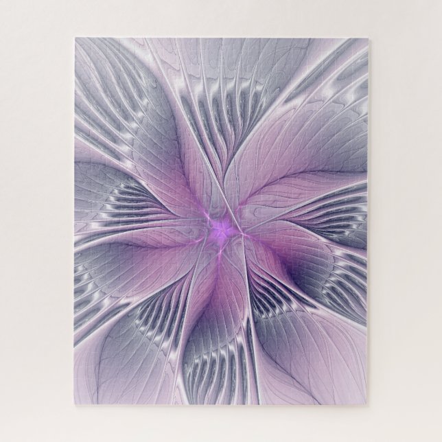 Quebra-cabeça Bonito Flor Rosa Moderna Abstrato de Arte Fractal (Vertical)