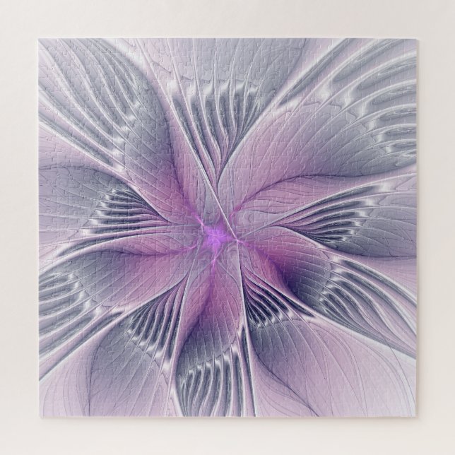 Quebra-cabeça Bonito Flor Rosa Moderna Abstrato de Arte Fractal (Vertical)