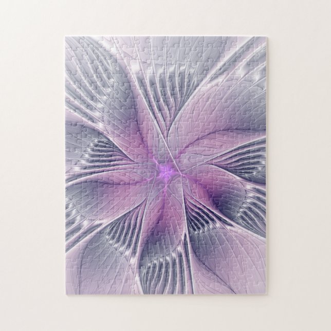 Quebra-cabeça Bonito Flor Rosa Moderna Abstrato de Arte Fractal (Vertical)