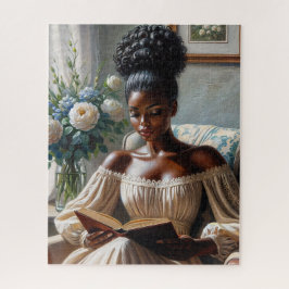 Quebra-cabeça Bonito negra lendo arte