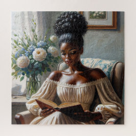 Quebra-cabeça Bonito negra lendo arte