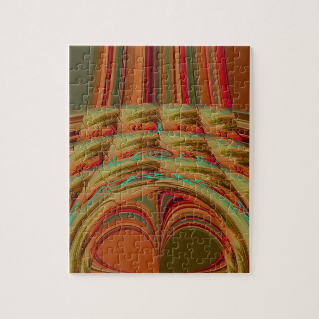 Quebra-cabeça Bonito Ouro Tradicional Africano Brown Motif (Vertical)