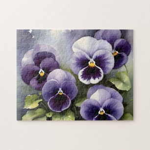 Quebra-cabeça Bonito pintura a aquarela de pincéis roxos