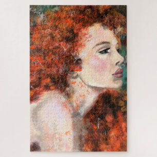 Quebra-cabeça Bonito Redhead Woman - Abstrato de pintura origina