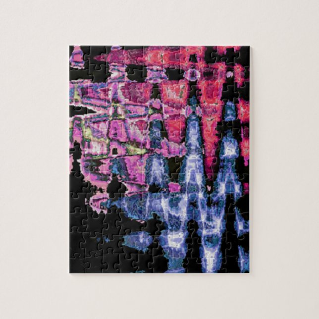 Quebra-cabeça Bonito roxo, Cinza de Cinza e Aquarela Preta (Vertical)