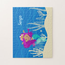 Quebra-cabeça Bonito Sereia Menina Personalizada Crianças Oceano