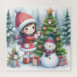 Quebra-cabeça Bonito Snowman E Amigo
