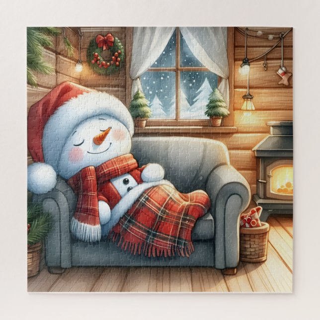 Quebra-cabeça Bonito Snowman E Amigo (Vertical)