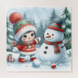 Quebra-cabeça Bonito Snowman E Amigo