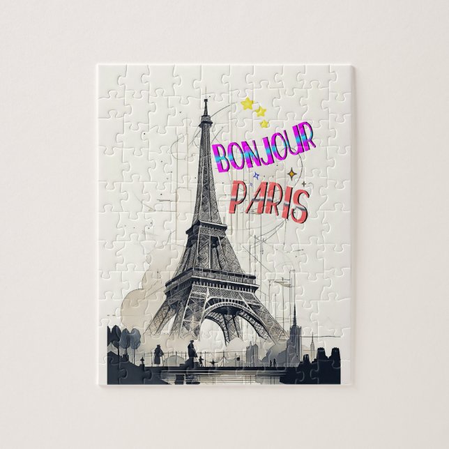 Quebra-cabeça Bonjour Colorful Paris (Vertical)