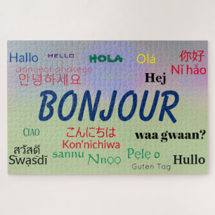 Quebra-cabeça Bonjour Hello Muitas Línguas Coloridas do Mundo