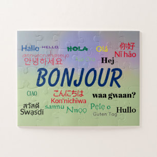 Quebra-cabeça Bonjour Hello Muitas Línguas Coloridas do Mundo