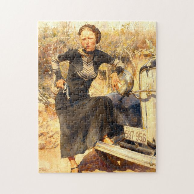 Quebra-cabeça Bonnie Parker Smoking A Cigar 1933 AI Painting (Vertical)