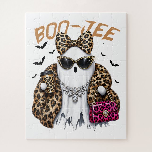 Quebra-cabeça Boo-JEE Fantasma Leopardo Coquete Halloween (Vertical)