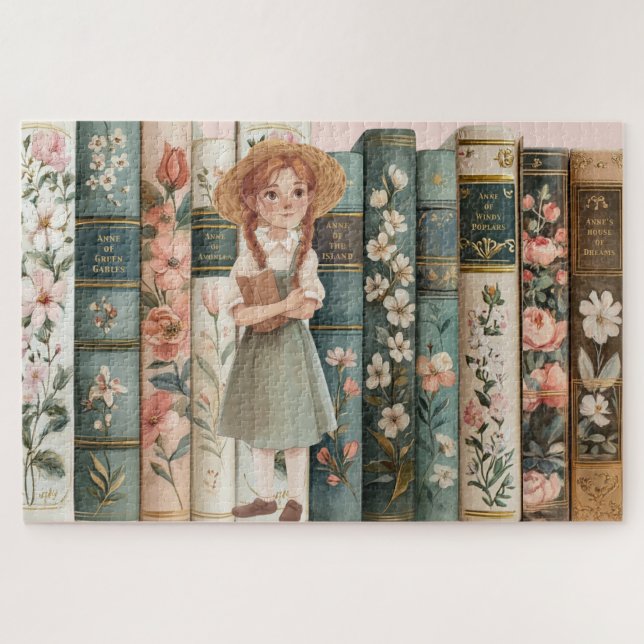 Quebra-cabeça Book Lover | Anne of Green Gables | Livros Florais (Horizontal)