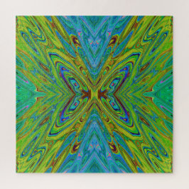 Quebra-cabeça Borboleta Abstrata Chartreuse e Azul Trippy