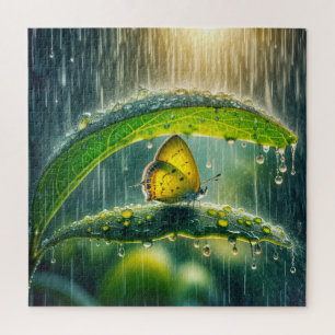 Quebra-cabeça Borboleta Amarela em um Chá de chuva