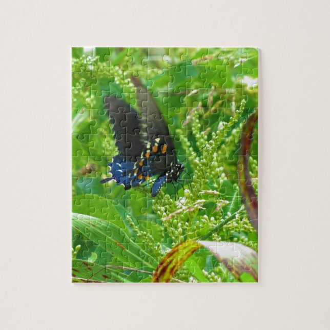 Quebra-cabeça Borboleta Azul Preta e Laranja (Vertical)