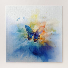 Quebra-cabeça Borboleta Colorida Puzzle de Madeira com Aquarela